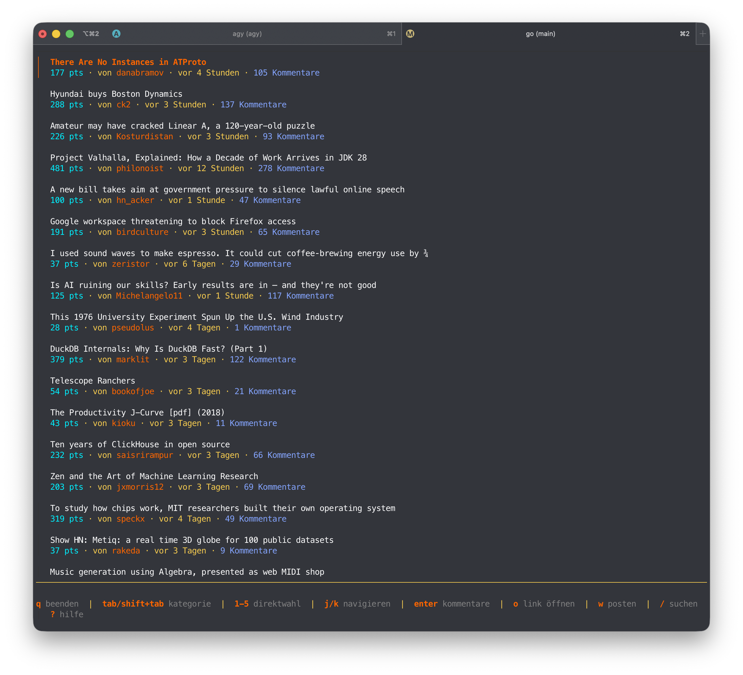 hn-client terminal screenshot